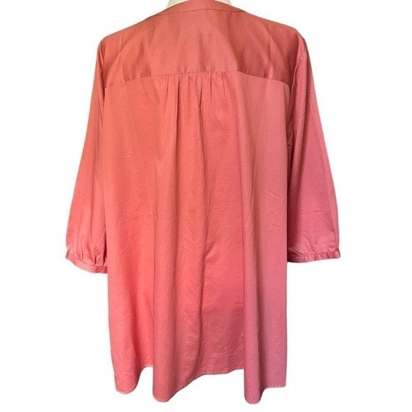 D & co. 100% Cotton 3/4 Sleeve Top Coral 2X - Picture 5 of 7